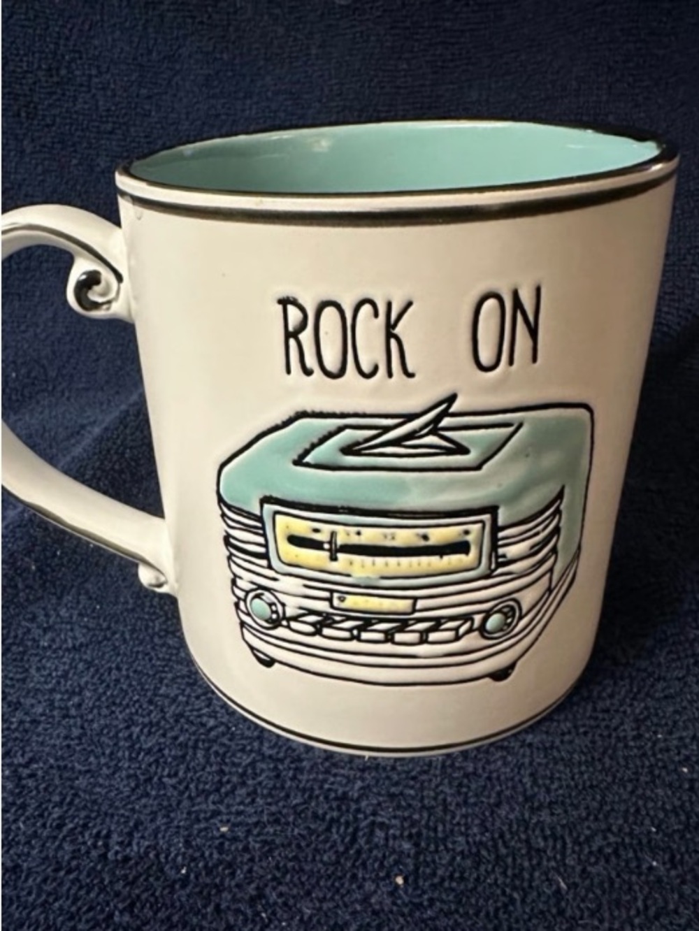 Rock On Ceramic Mug with Aqua Interior